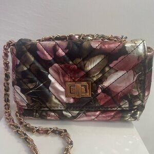 Steve Madden Chic Pink and Brown Crossbody Bag with Gold Chain
